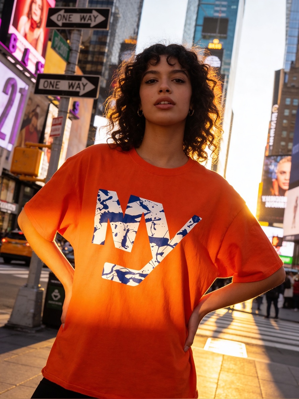 Ladies Orange Graphic NY Logo Tee (inv# 247)